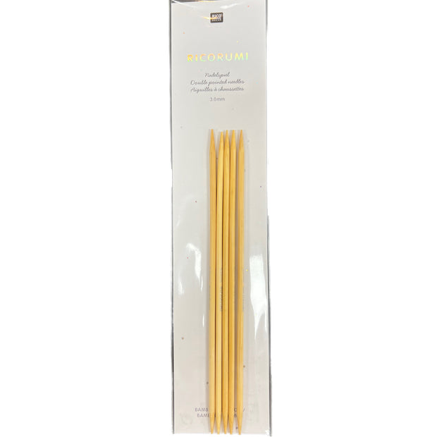 Ricorumi Bamboo Double Pointed Needles size 3.0mm - 15cm/6" long