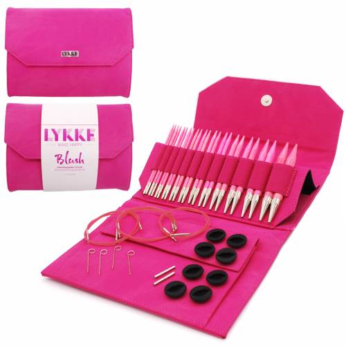 LYKKE Crafts Blush 5" Interchangeable Knitting Needle Set - Fuchsia Denim Effect