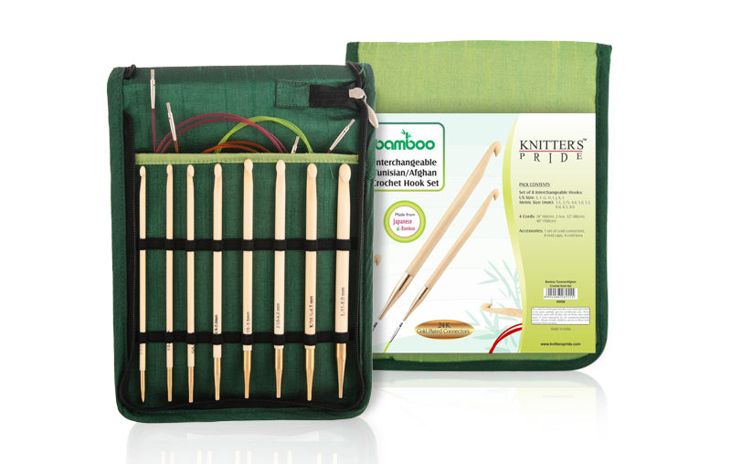clover Bamboo Interchangeable Tunisian Crochet Hook Set, Brown, 8 Height x  6.8 Length x 1.2 Width : : Home & Kitchen