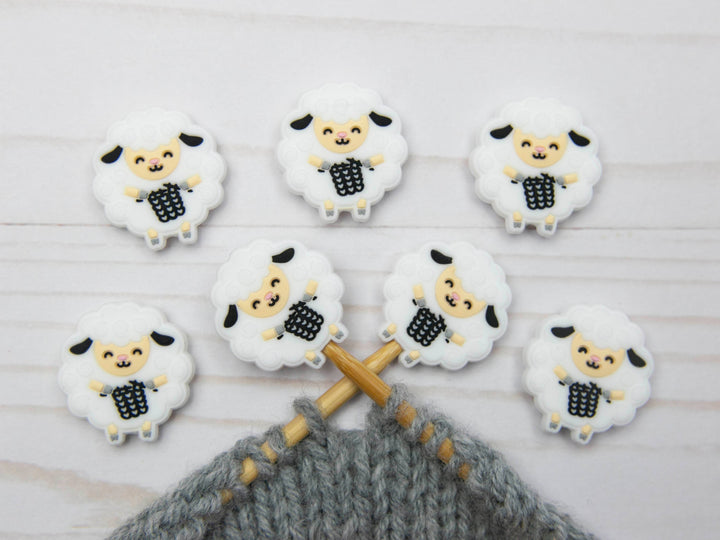 White Knitting Sheep | Stitch Stoppers