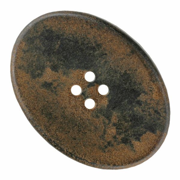 Wooden Oval Button with four holes - Brown