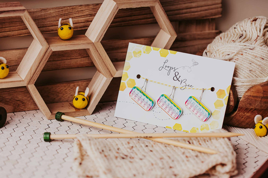 (Knitting) Needle Minder Set, Size Reminder Stitch Markers