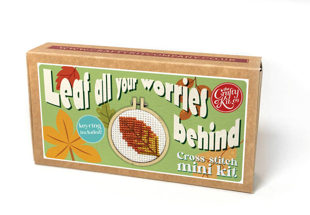'Leaf your worries behind' Mini Matchbox Cross Stitch Kit