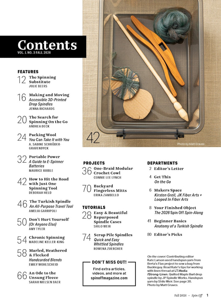 Spin Off - the Art &amp; Craft of Spinning Yarn - Fall 2026 - Vol. L No. 3