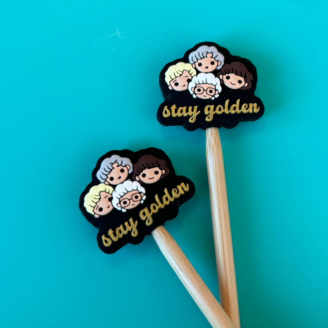 Knitting Needle Point Protectors Stay Golden
