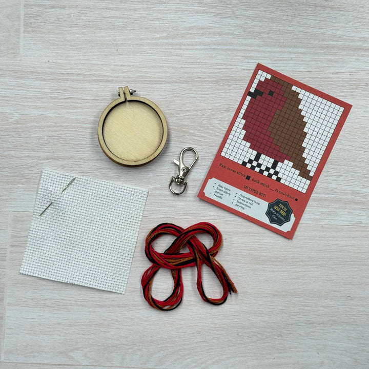 Red Robin Mini Matchbox Christmas Cross Stitch Kit