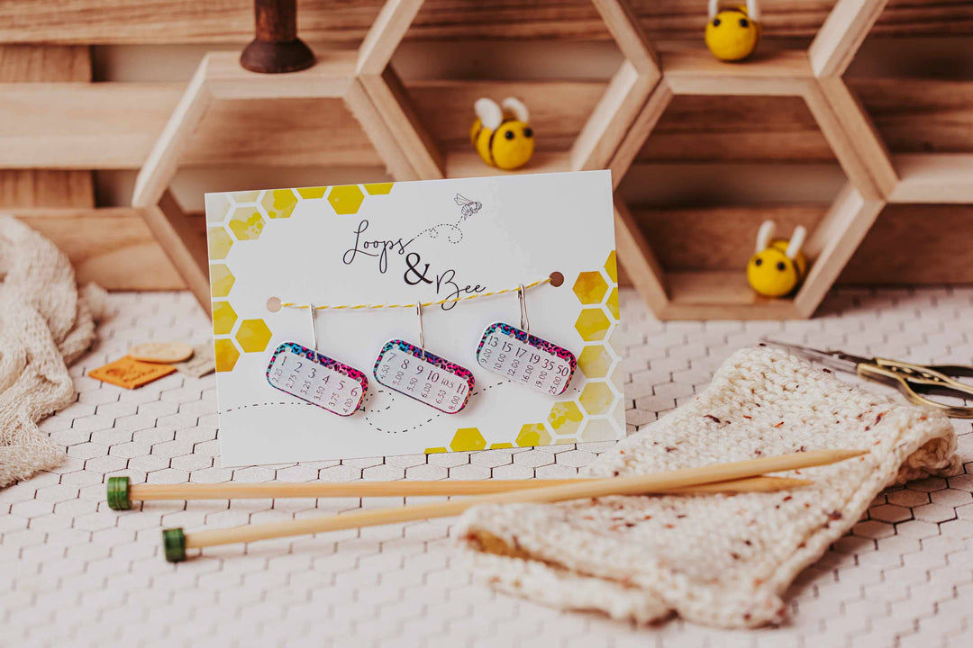(Knitting) Needle Minder Set, Size Reminder Stitch Markers