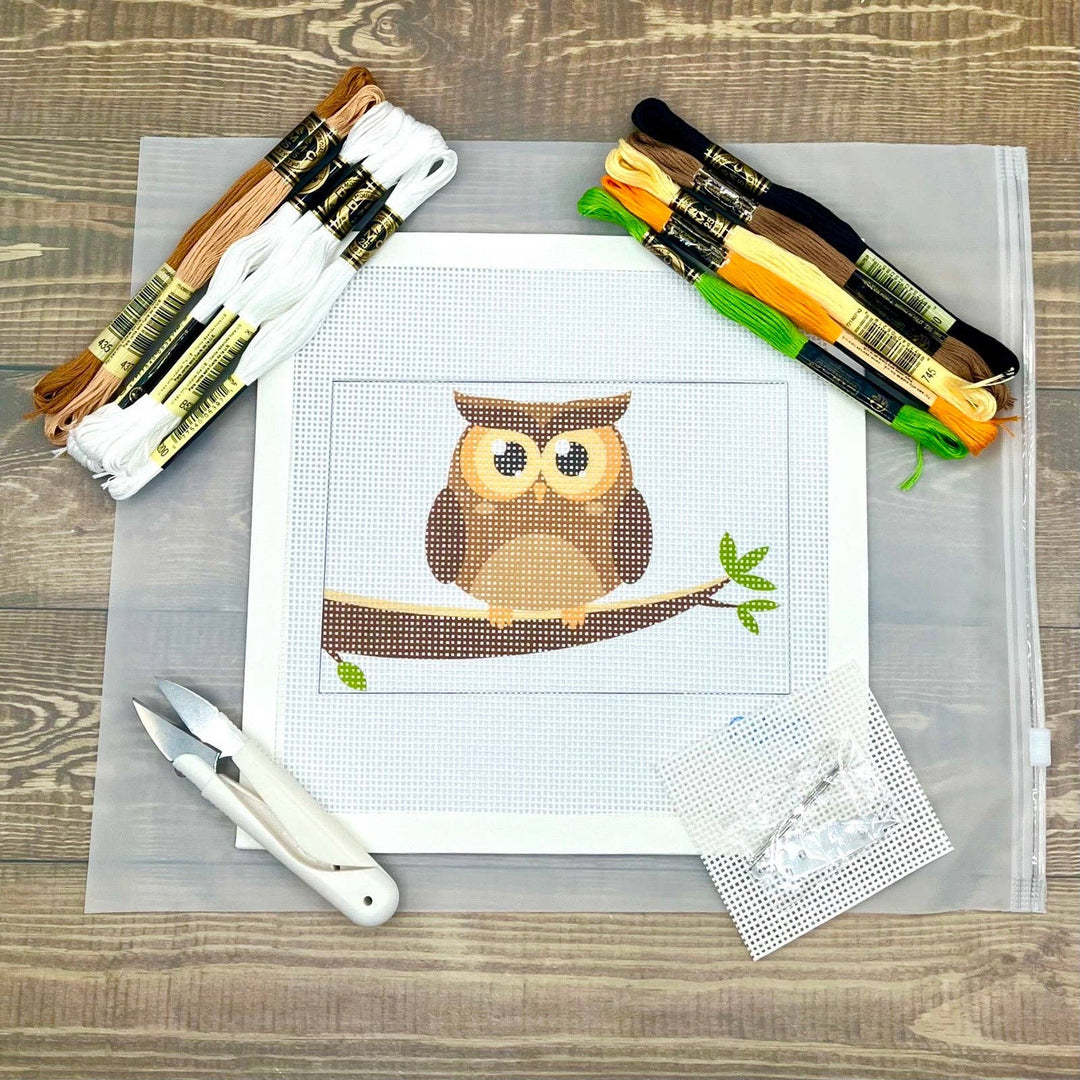Owl on White Needlepoint Design