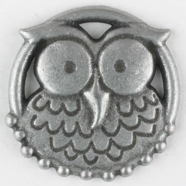 Hoot Owl Full Metal Button with Shank - Size: 25mm