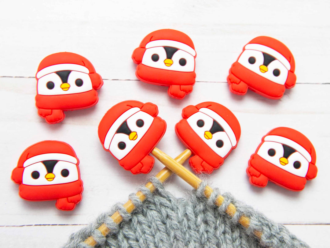 Cozy Penguin Stitch Stoppers Knitting Point Protectors