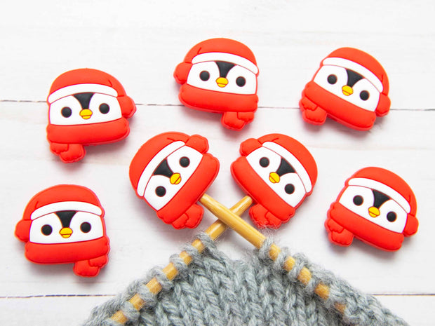 Cozy Penguin Stitch Stoppers Knitting Point Protectors