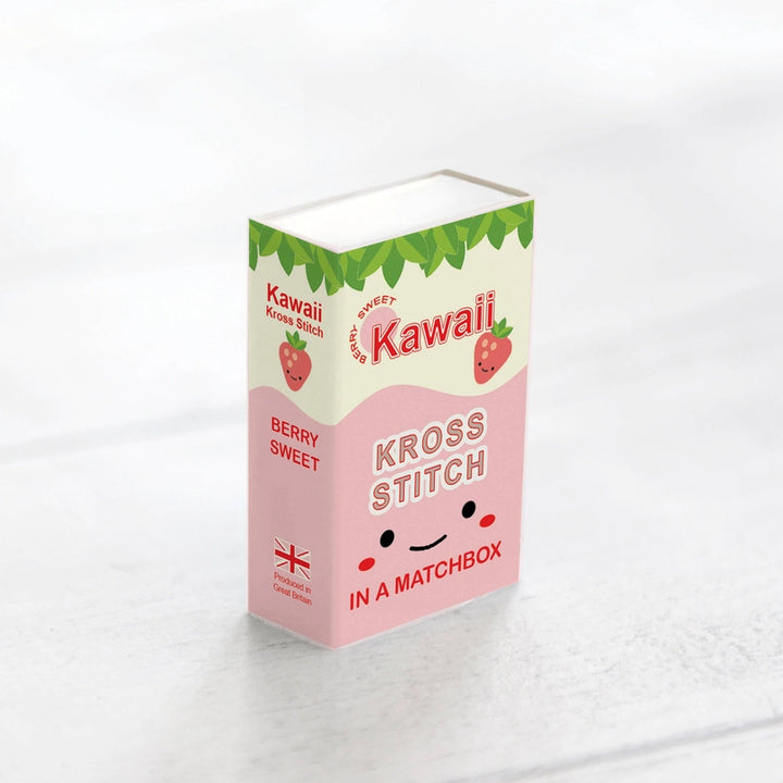 Kawaii Strawberry Cross Stitch Kit - Mini Cross Stitch in a Matchbox