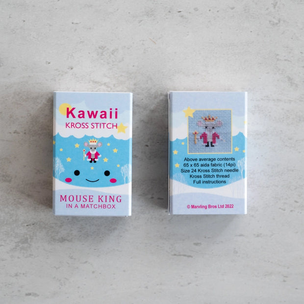 Kawaii Mouse King Cross Stitch Kit - Mini Cross Stitch in a Matchbox