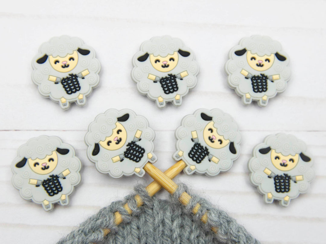 Grey Knitting Sheep | Stitch Stoppers