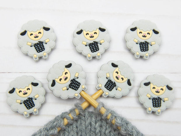 Grey Knitting Sheep | Stitch Stoppers