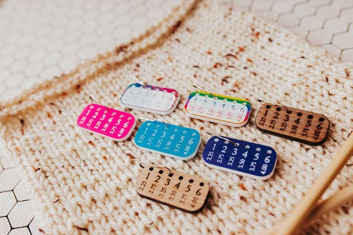 (Knitting) Needle Minder Set, Size Reminder Stitch Markers