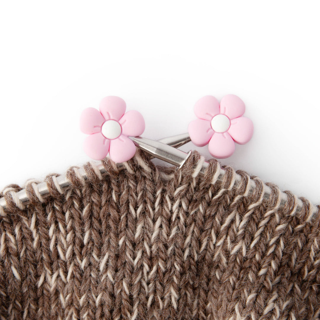 Pink Flower Knitting Needle Point Protectors