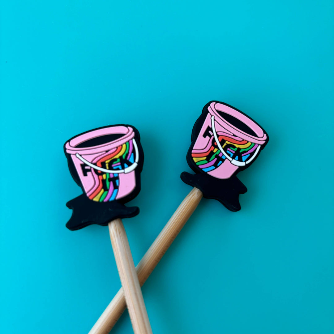 Knitting Needle Point Protectors - F*ck It Bucket Rainbow