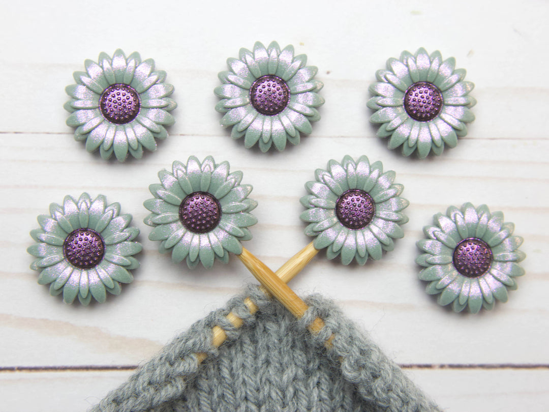 Grey Shimmer Daisy | Stitch Stoppers Knitting Notions