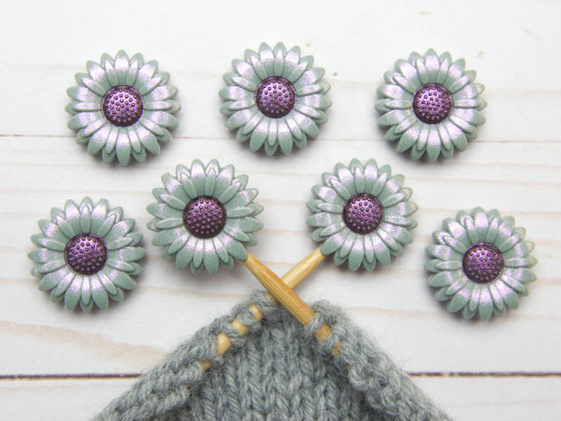 Grey Shimmer Daisy | Stitch Stoppers Knitting Notions