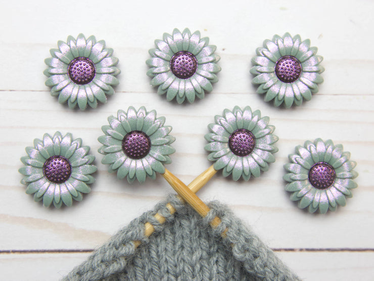 Grey Shimmer Daisy | Stitch Stoppers Knitting Notions