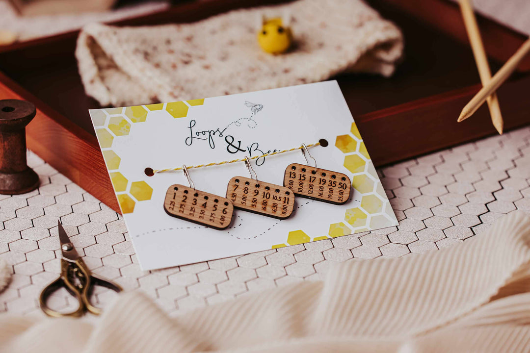 (Knitting) Needle Minder Set, Size Reminder Stitch Markers