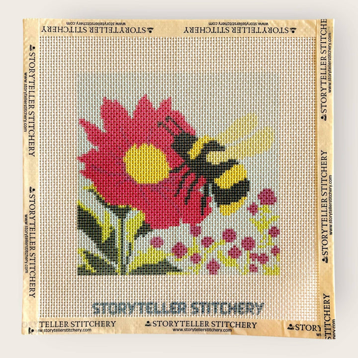 Bee &amp; Bloom Needlepoint Kit — 13-ct Printed Canvas, Hand-Dyed Wool-Silk Thread