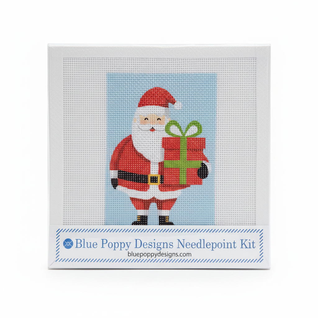 Christmas Santa Needlepoint Design (holding present)