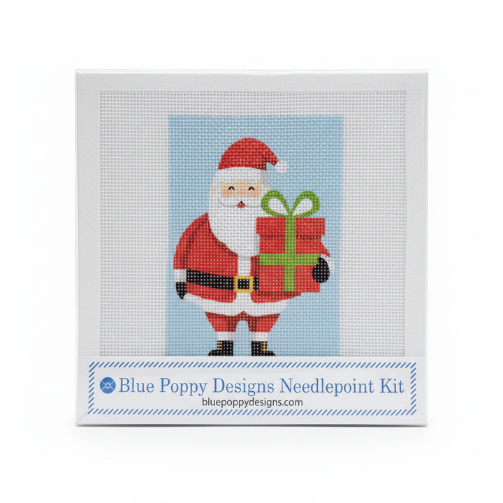Christmas Santa Needlepoint Design (holding present)