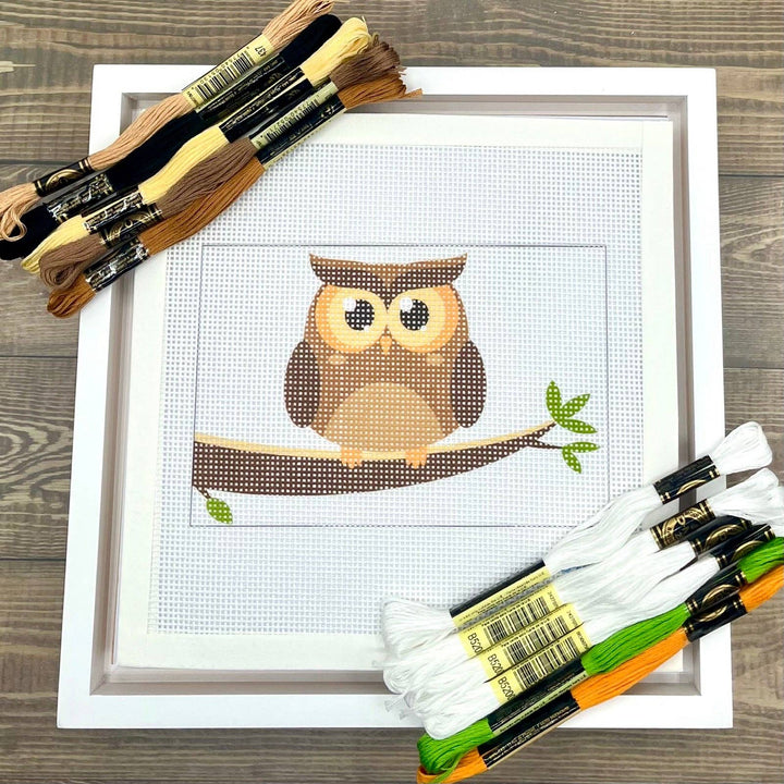 Owl on White Needlepoint Design