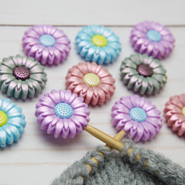 Grey Shimmer Daisy | Stitch Stoppers Knitting Notions