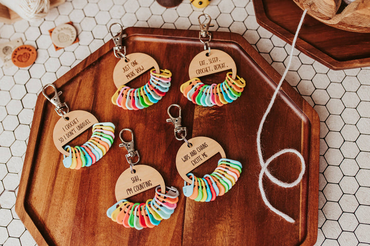 Customizable Stitch Marker Holder Keychain - Yarn Notions