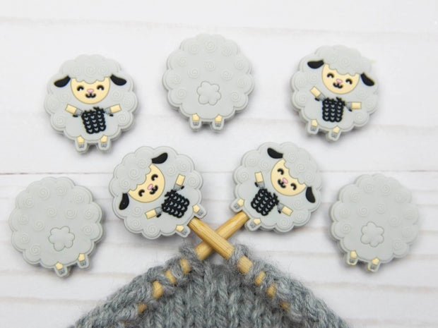 Grey Knitting Sheep | Stitch Stoppers