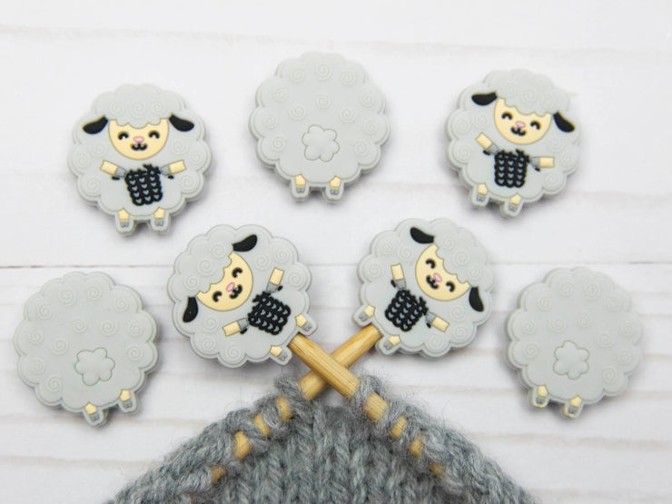 Grey Knitting Sheep | Stitch Stoppers
