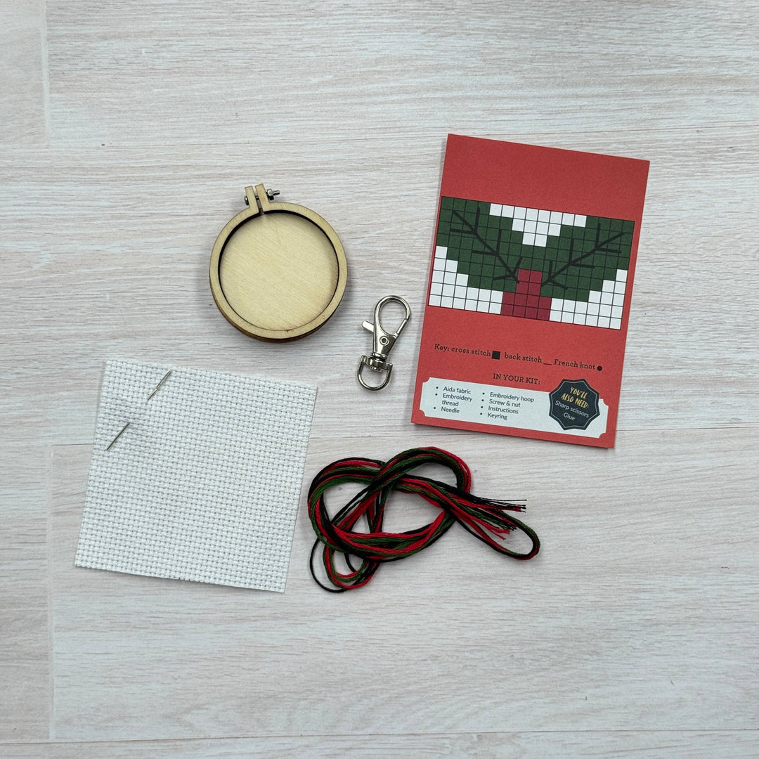 Holly Mini Matchbox Christmas Cross Stitch Kit