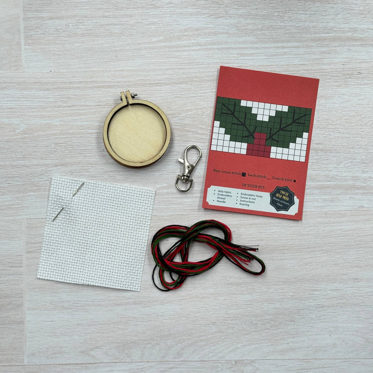 Holly Mini Matchbox Christmas Cross Stitch Kit