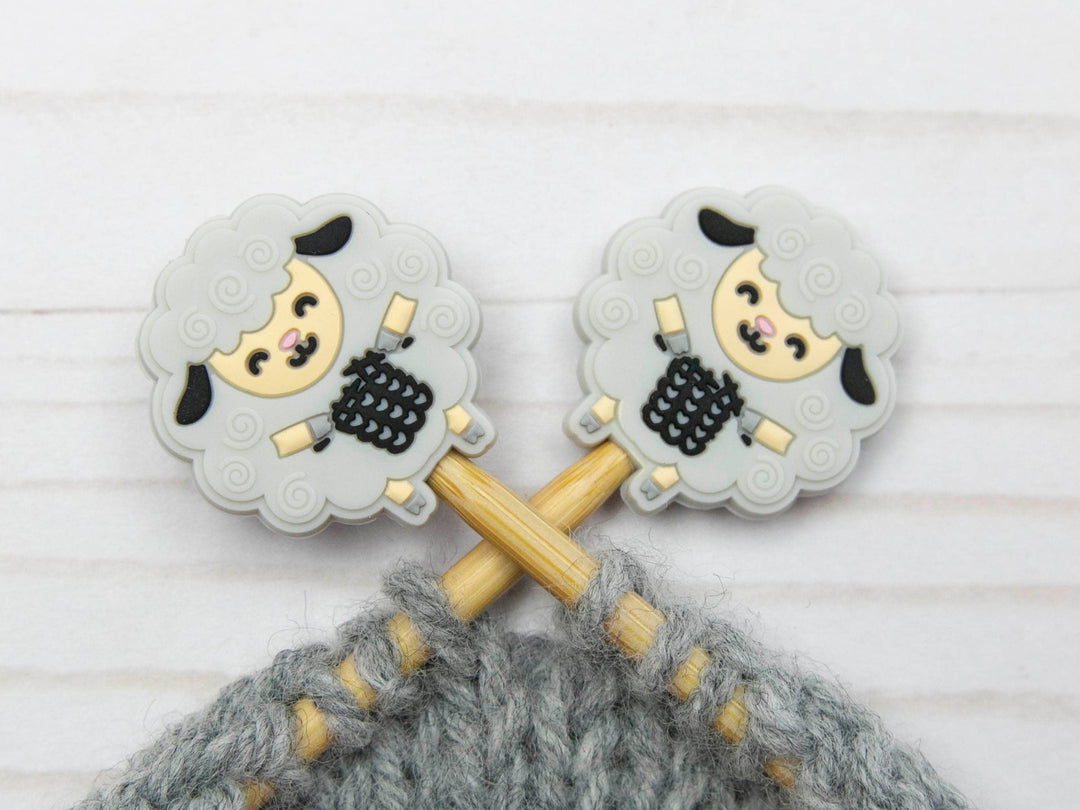 Grey Knitting Sheep | Stitch Stoppers