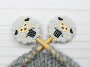 Grey Knitting Sheep | Stitch Stoppers