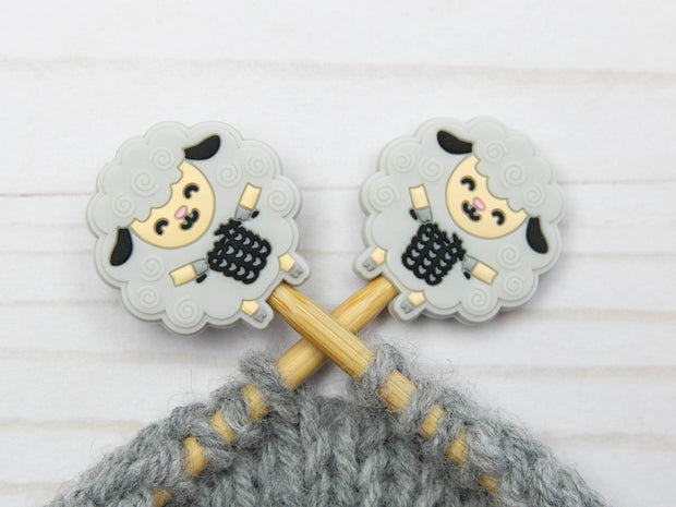 Grey Knitting Sheep | Stitch Stoppers