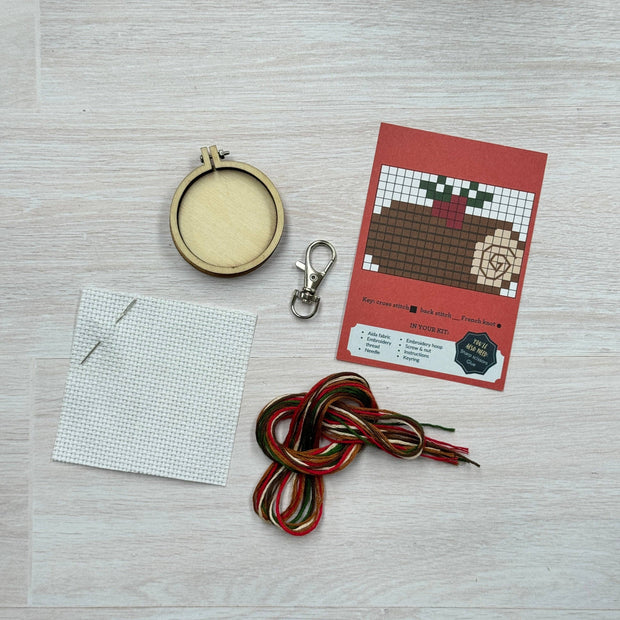 Yule Log Mini Matchbox Christmas Cross Stitch Kit