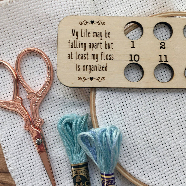 Embroidery Floss Organizer for 18 Colors - "I stitch so I don't stab people"