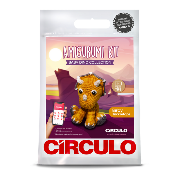 Amigurumi Kit Baby Dinos Collection - Triceratops by Circulo