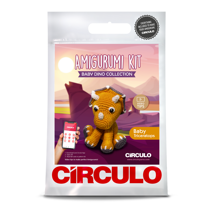 Amigurumi Kit Baby Dinos Collection - Triceratops by Circulo