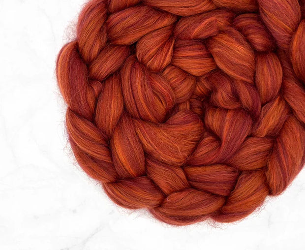 Bio-Nylon Wool Blend Roving by the Ounce - Rosewood Red