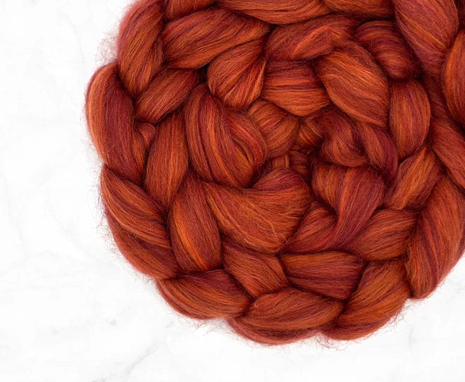Bio-Nylon Wool Blend Roving by the Ounce - Rosewood Red