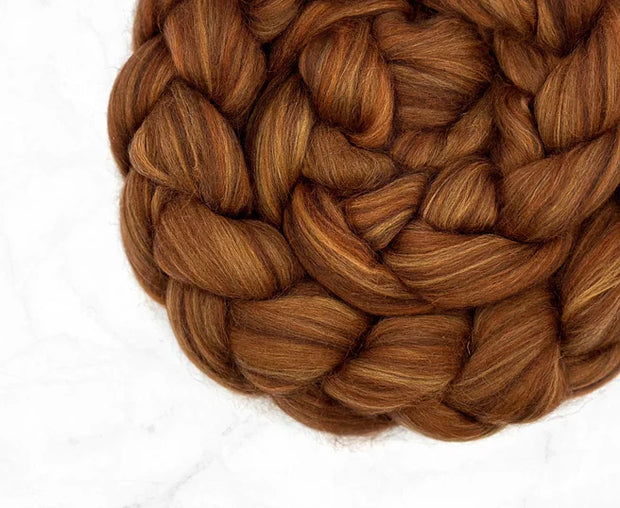 Bio-Nylon Wool Blend Roving by the Ounce - Ambered Brass