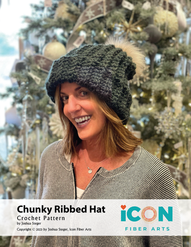 Chunky Ribbed Hat Crochet Pattern by Josh Steger - Digital Download