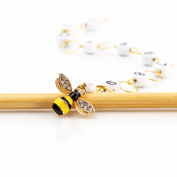 Gold Sparkle Bee Straight Chain Row Counter by Twice Sheared Sheep