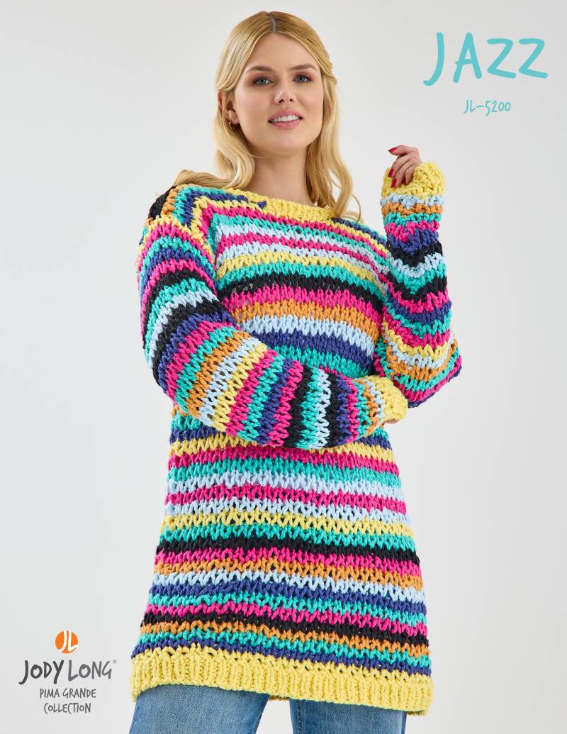 Jazz Pullover Knitting Pattern for Jody Long Pima Grande (Printed Leaflet)