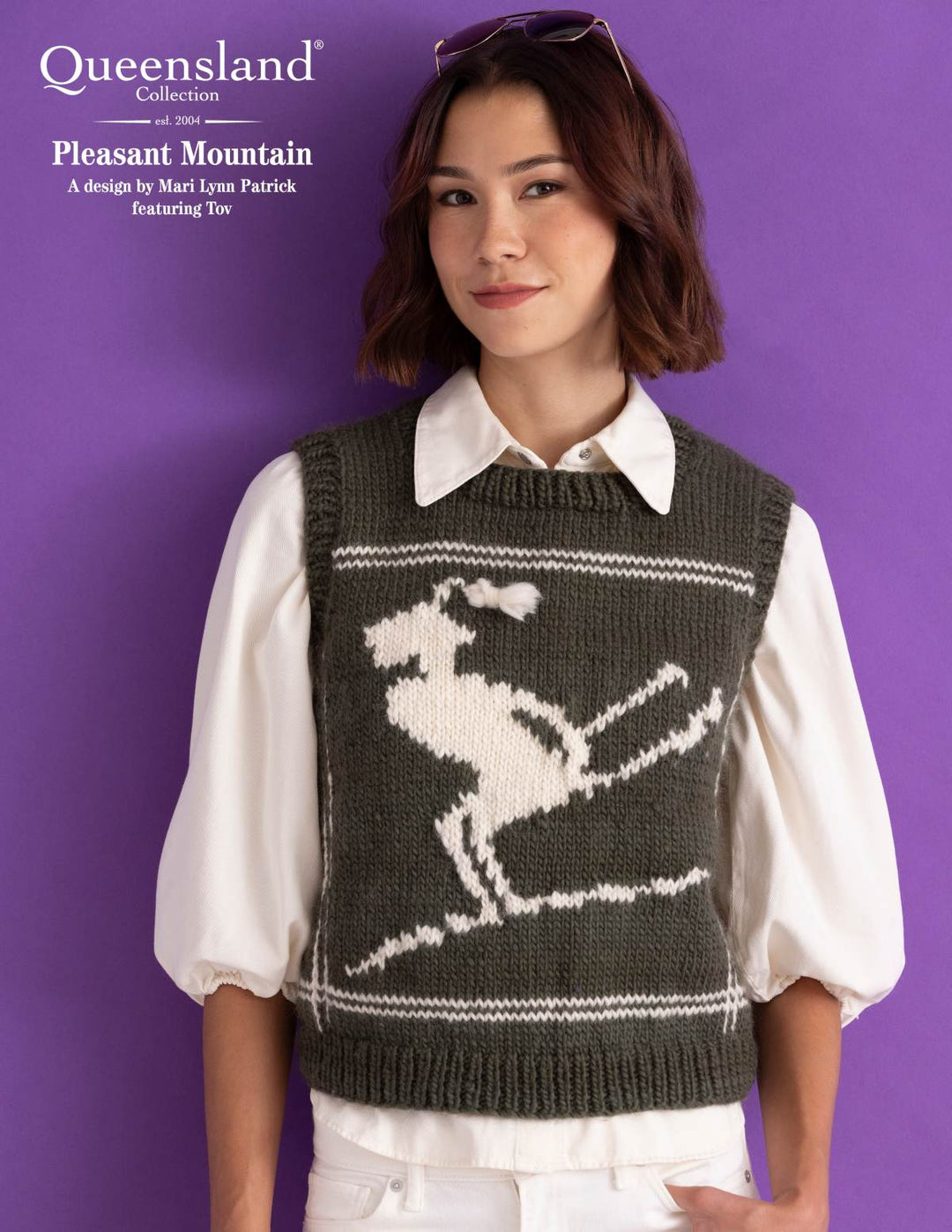 Pleasant Mountain Colorwork Vest Knitting Pattern for Queensland Tov cover